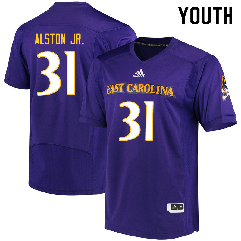 Youth #31 Derrick Alston Jr. ECU Pirates College Football Jerseys Sale-Purple - Click Image to Close